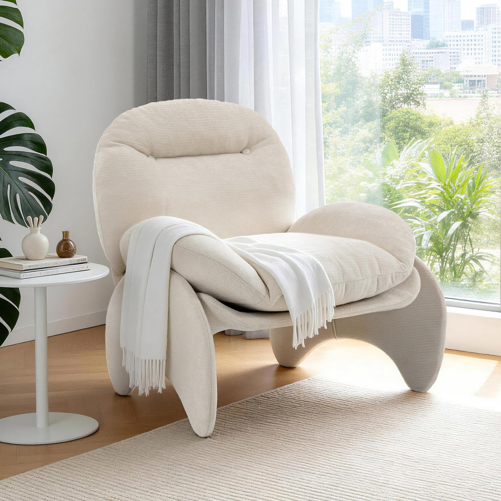 Funny Crab Design Novelty Accent Chair for Adults Teens, Soft Chenille Fabric Unique Animal Themed Kids Sofa, Cute Lounger for Bedroom, Living Room, Dorm, Apartment (Blue)