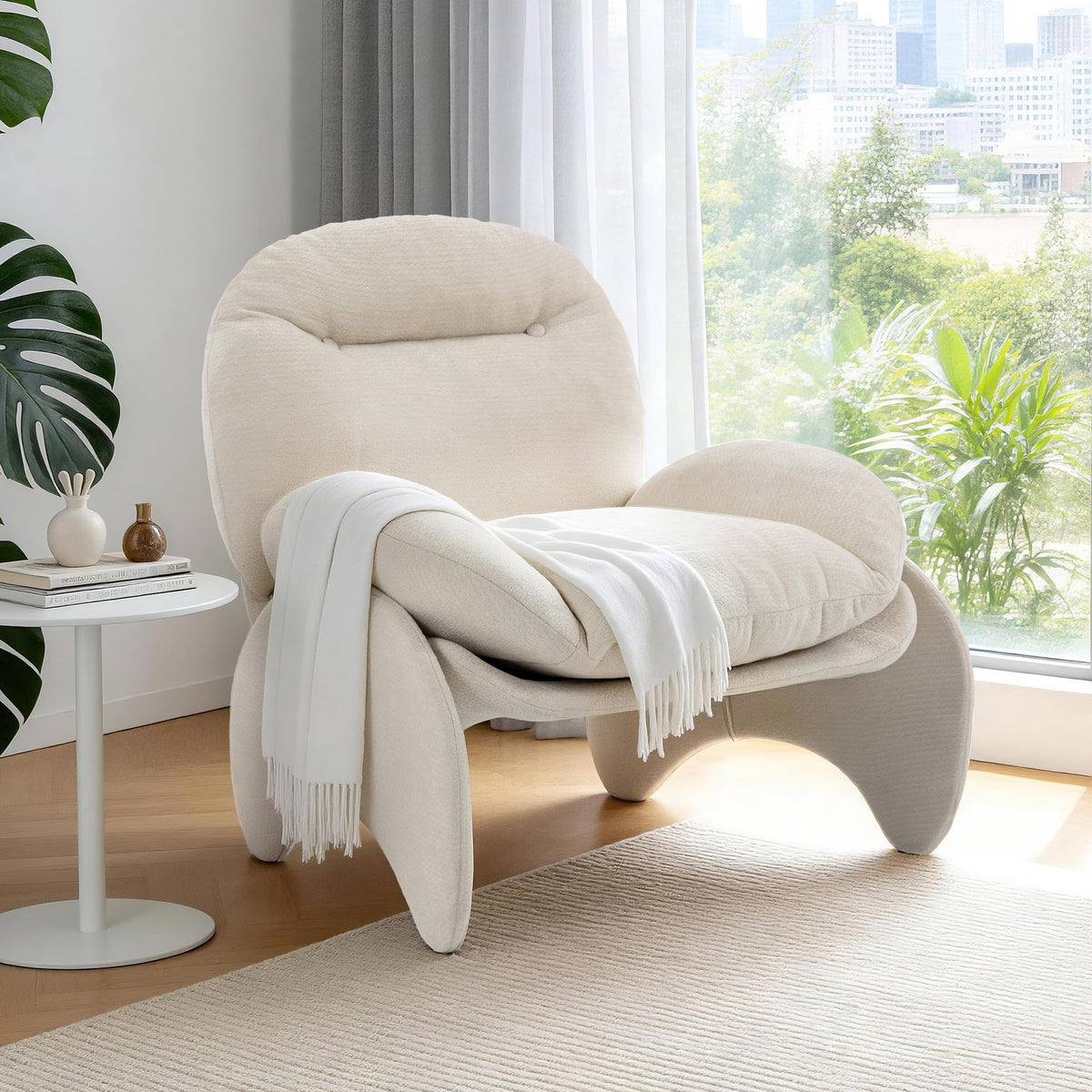 Funny Crab Design Novelty Accent Chair for Adults Teens, Soft Chenille Fabric Unique Animal Themed Kids Sofa, Cute Lounger for Bedroom, Living Room, Dorm, Apartment (Blue)